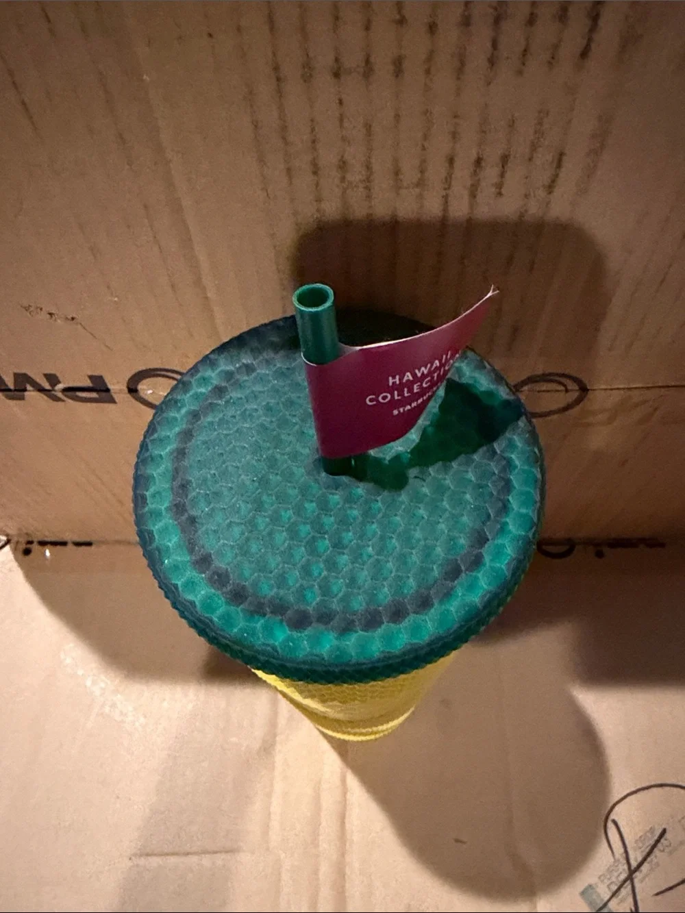 Starbucks Yellow Studded Reusable Cup with Green Lid